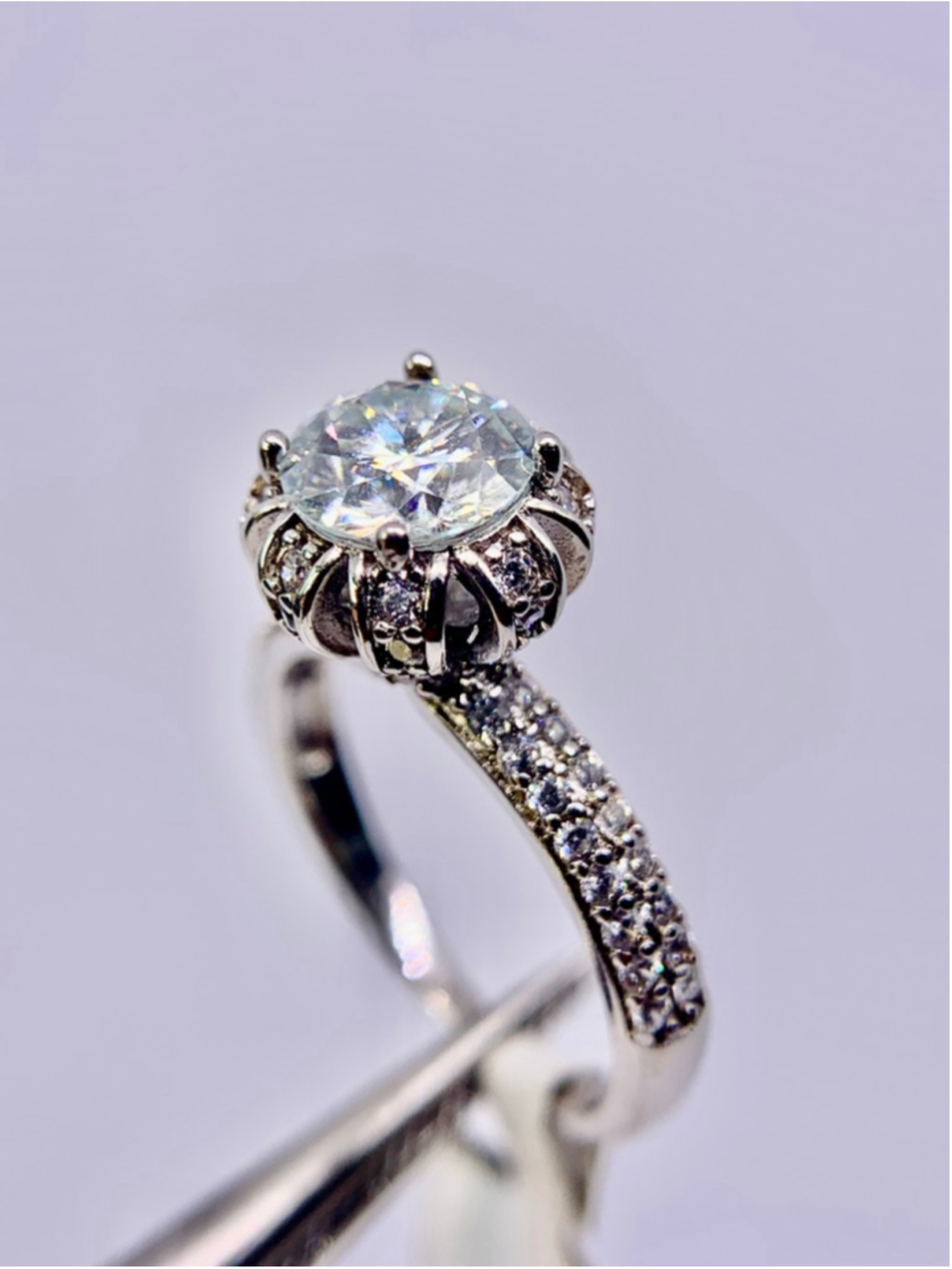 Vintage Moissanite Ring 925 Silver GRA Certified 1 Ct